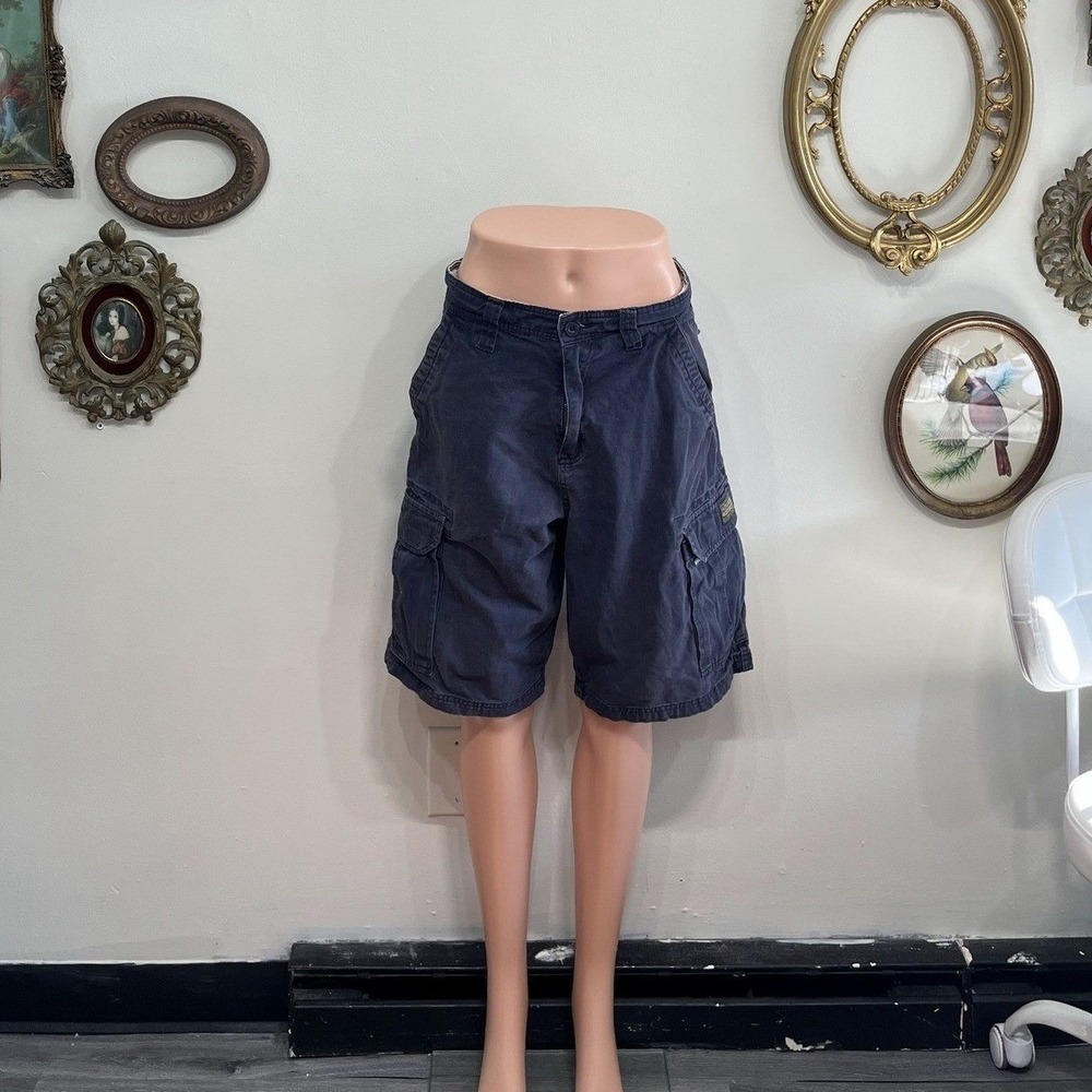 Aeropostale Men's‎ Navy Faded Twill Y2K Cargo Shorts Size 30